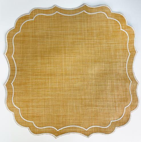 مفرش صحون خسف مع أطرف أبيض -  مغطى بطبقة عازلة