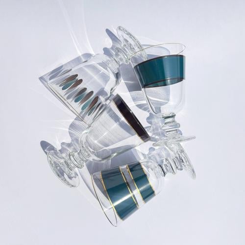 طقم كاسات  - بني مع بترولي