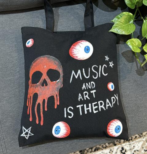 Tote bag Music and art is therapy