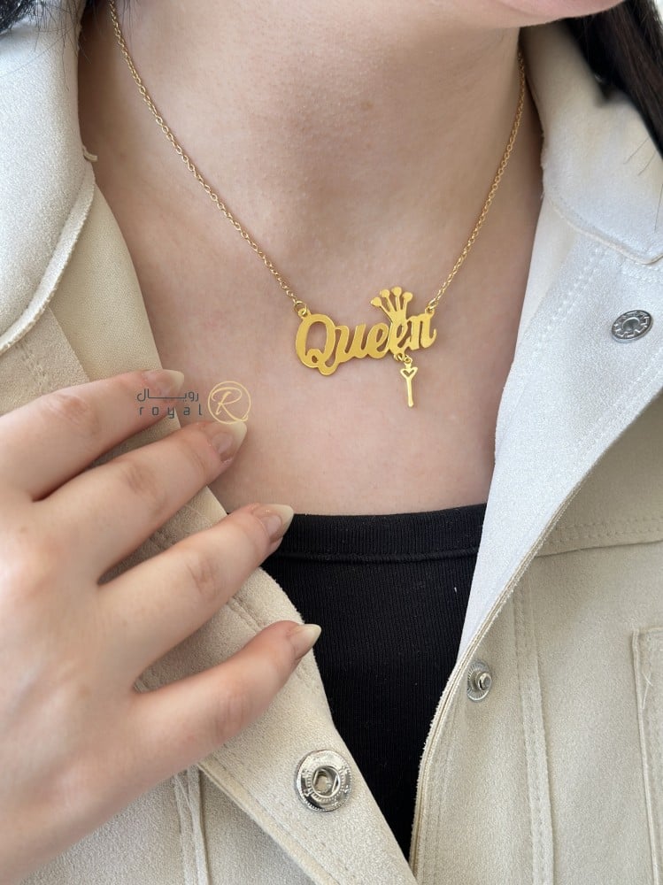 سلسال مفتاح القلب بالاسم مطلي بذهب