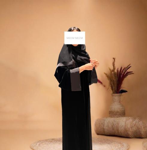 MM13 winter black velvet abaya