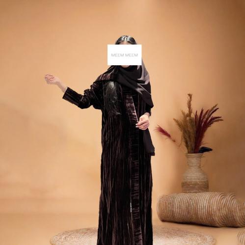MM Winter Brown Velvet Abaya