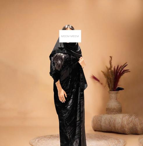 MM10 Winter black velvet abaya