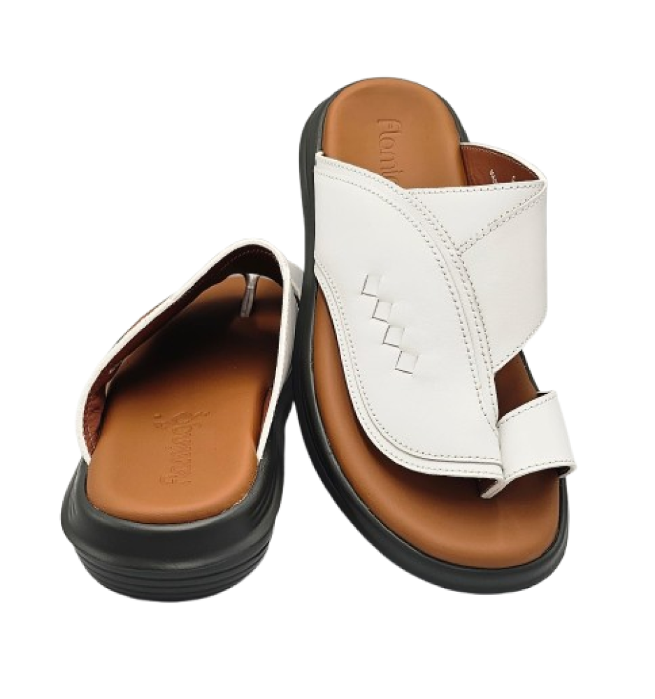 نعال تقنية سويسري طبي - أبيض أرضية بني فاتح