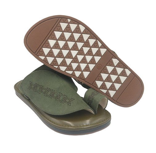 نعال شرقي مطرز شمواه - اللون زيتي