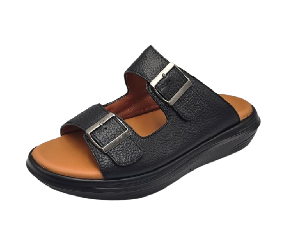 نعال تقنية سويسري طبي - أسود أرضية بني فاتح