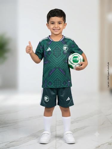 طقم المنتخب السعودي 2026 اخضر رقم 10 اطفال