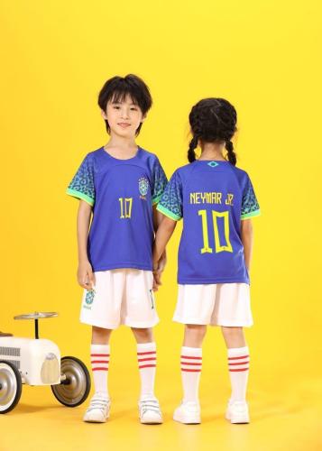 طقم منتخب البرازيل ازرق اطفال رقم 10 صيني