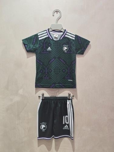 طقم المنتخب السعودي 2026 اخضر رقم 10 اطفال