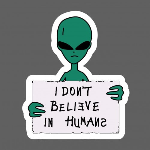 ملصق - أنا لا أومن بوجود البشر
