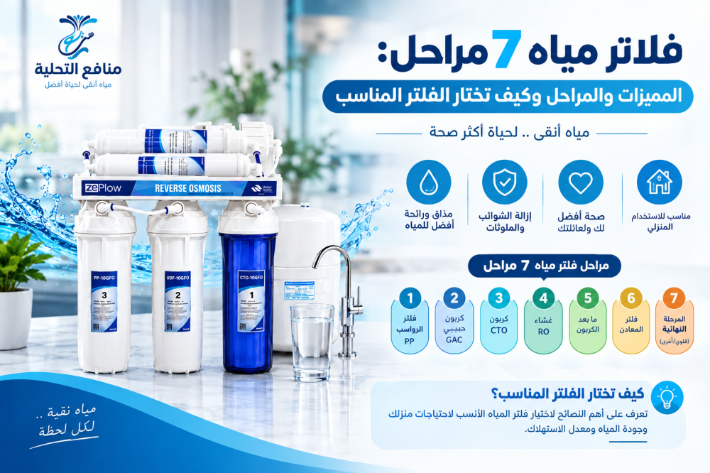 فلاتر مياة 7 مراحل: المميزات والمراحل وكيف تختار الفلتر المناسب