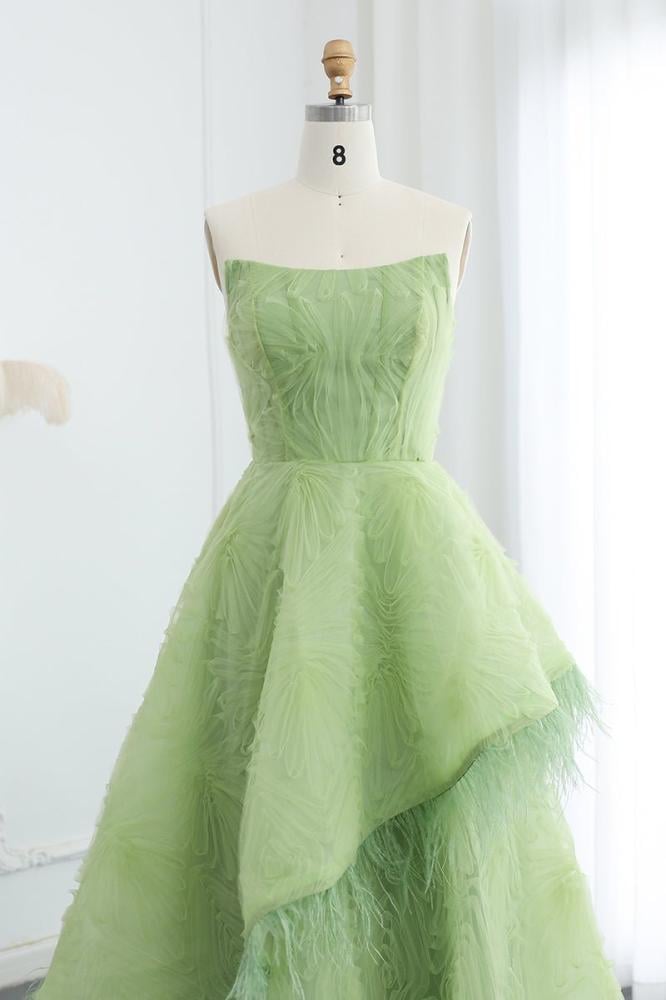 فستان سهرة فخم طويل منفوش أخضر