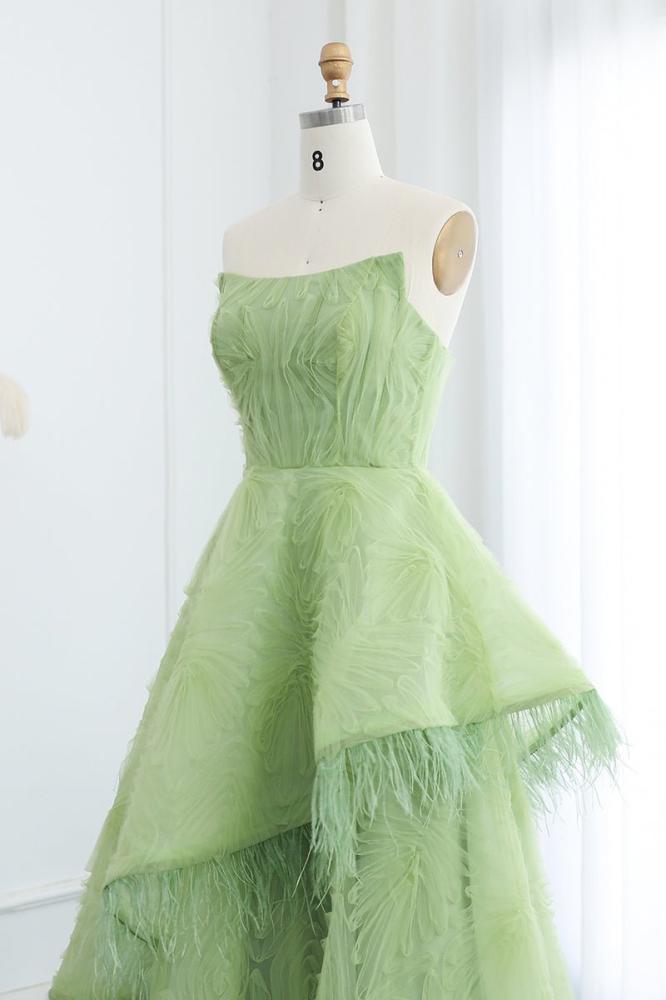 فستان سهرة فخم طويل منفوش أخضر