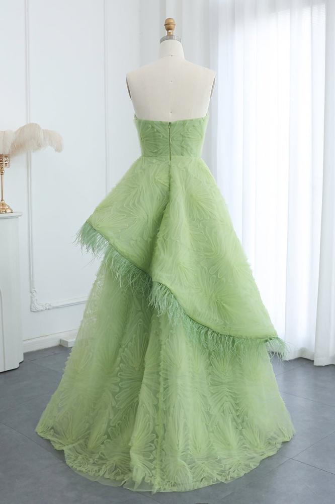 فستان سهرة فخم طويل منفوش أخضر