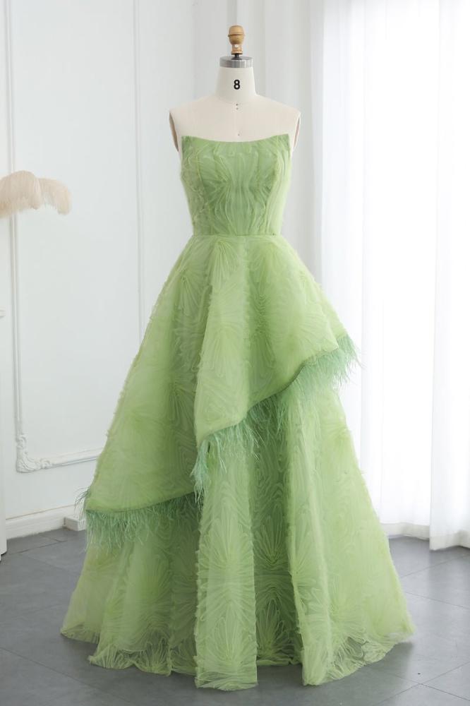 فستان سهرة فخم طويل منفوش أخضر