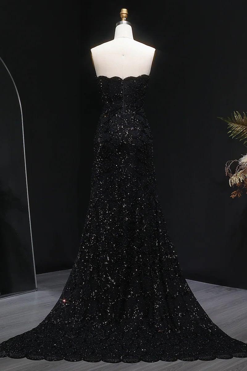 tight black formal dress Evening dress, top, mermaid 3D flower prom dresses