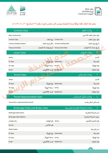 رسوم عقد ايجار تجاري مدة سنتين