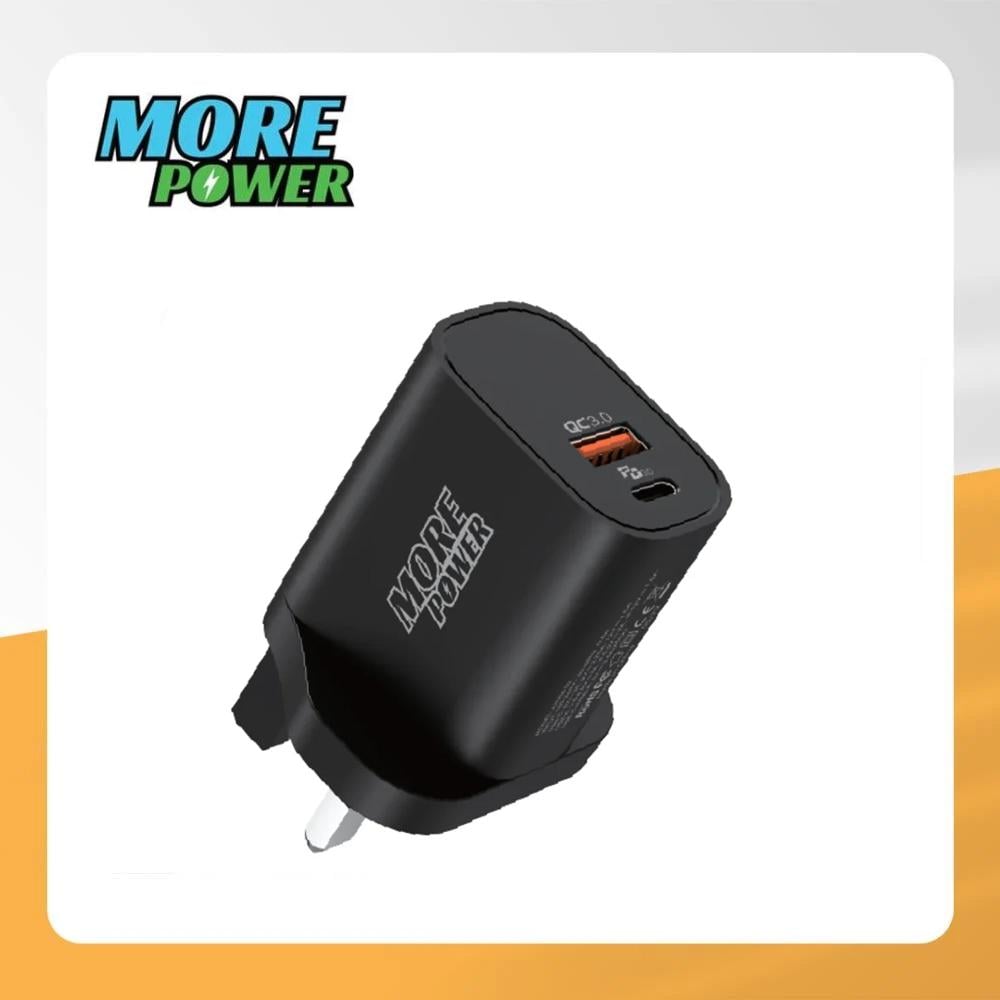 شاحن منزلي (منفذين) 20 واط (مور باور) - ضمان سنتين