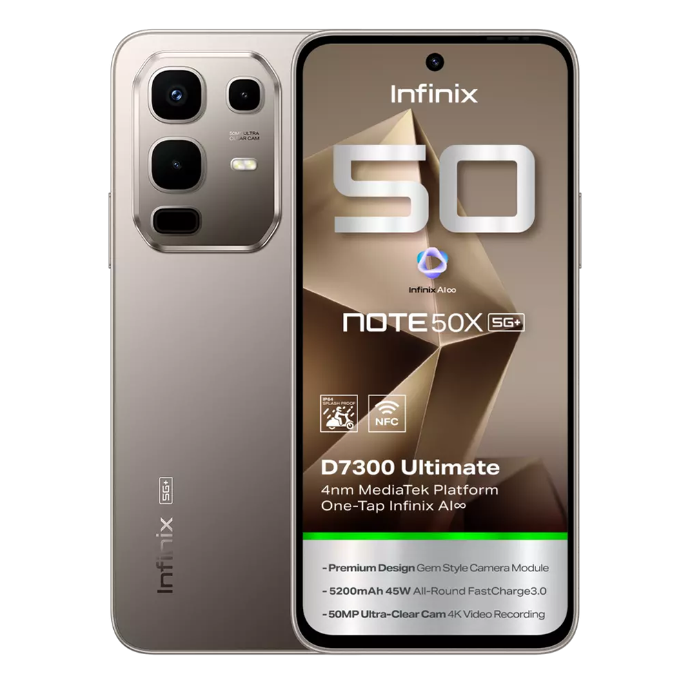 انفنيكس نوت 50 اكس الجيل الخامس اللون التيتانيوم 256جيجا
