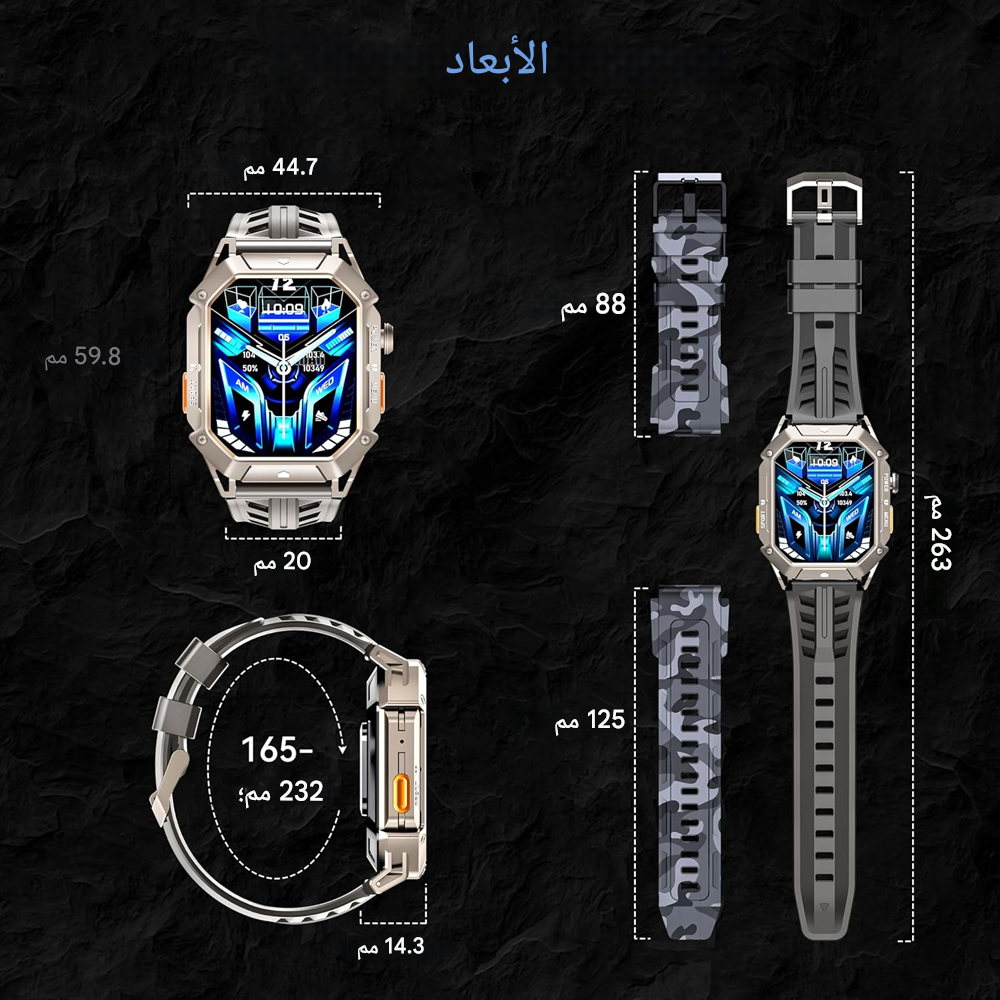 Octel Watch (Black) 2.13 Inch BT80 - 2 Years Warranty