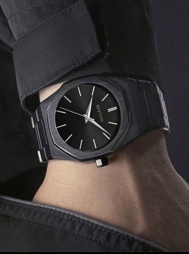 ساعة كوارتز بقرص مؤشر دائري مبسط للرجال