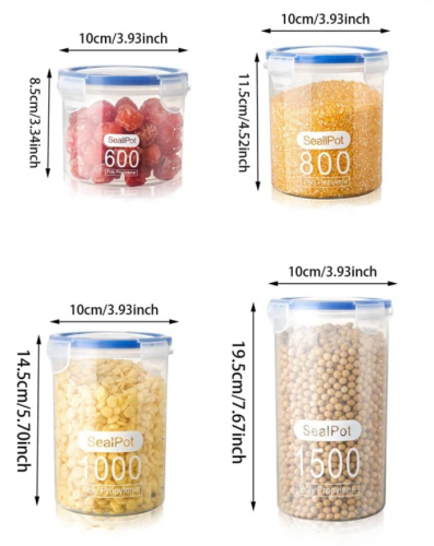 صندوق تخزين الحبوب الشفاف للأطعمة خزان تخزين الحبوب خزان محكم مقاس كبير