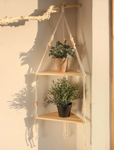 منسوج معلق على الحائط و رف معلق بطبقة مزدوجة مثلث للمنزل