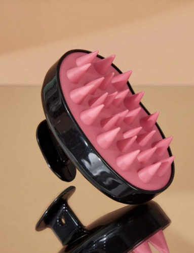 BASIC LIVING فرشاة تنظيف لتدليك فروة الرأس بشعيرات سيليكون ناعمة للشعر للاستخدام الرطب والجاف 1 قطعة