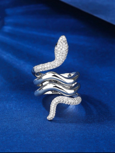 حلقة التفاف مكعب زركونيا بتصميم ثعبان خاتم