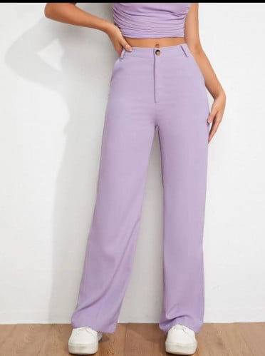 بنطلون بساق مستقيم موحد اللون