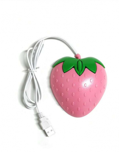 1 قطعة ماوس سلكي بتصميم الفراولة لأجهزة الكمبيوتر المحمول / الكمبيوتر الشخصي ، فأرة الألعاب