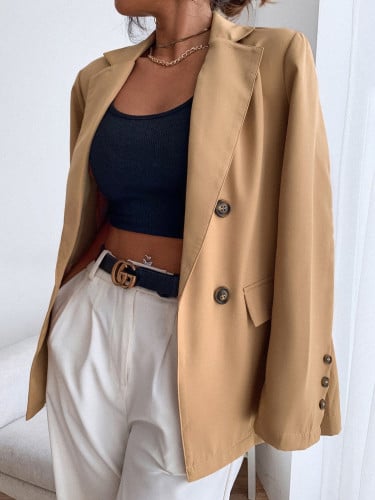 بليزر بياقه مطويه بأزرار مزدوجه