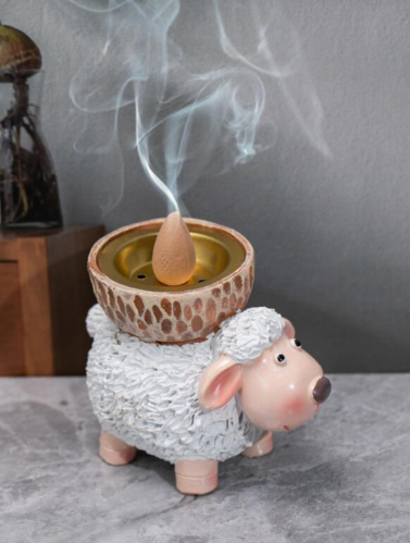 حامل البخور الراتنجات الاصطناعية إبداع خروف زخرفة الى منزل قطعة واحدة