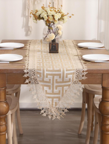 مفرش طاولة المطبخ جاكار طاولة حداثة البوليستر دانتيل مقلم بكشكش الى منزل قطعة واحدة 110*40