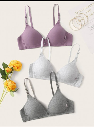 طقم حمالة صدر موحد اللون بحمالات قابلة للتعديل 3 قطع 75B