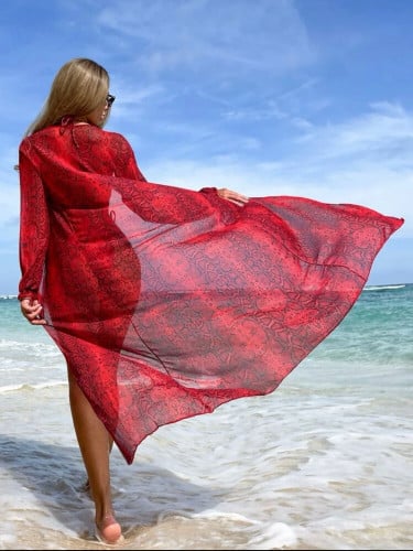 ملابس سباحة بيكيني مثلث جلد الثعبان مع كيمنو