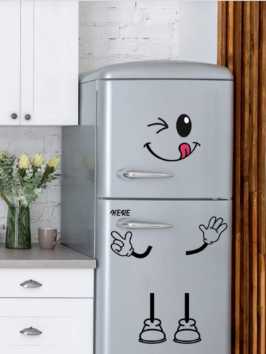 ملصق ثلاجة برسم كرتونية وملصق ثلاجة مقاوم للماء PVC لطيف لديكور المنزل