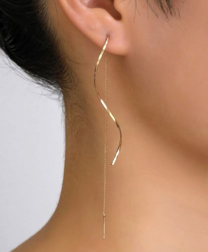 أقراط خيط طويل متموج أنيق زوج