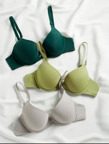 طقم حمالة صدر سادة من 3 قطع 75C