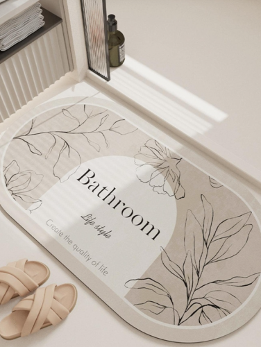 حصيرة حمام اوراق اشجار و بطباعة شعار مانع للانزلاق قطعة واحدة