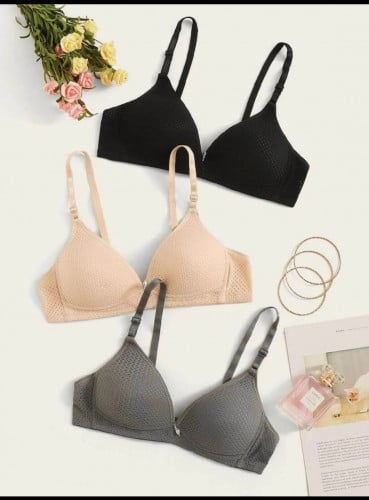 طقم حمالة صدر بحمالات قابلة للتعديل 3 قطع L