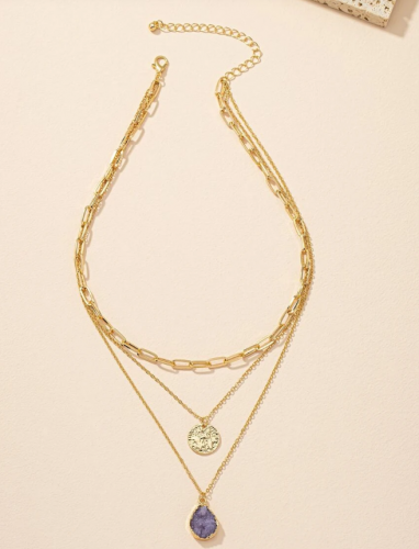 قلادة بطبقات مستديرة و قطرة ماء تعليقة