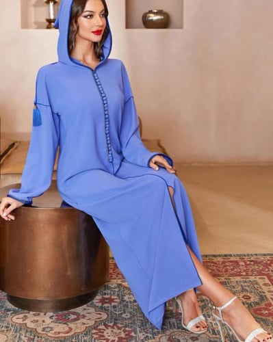 فستان بزرار وهمي منخفض الاكتاف