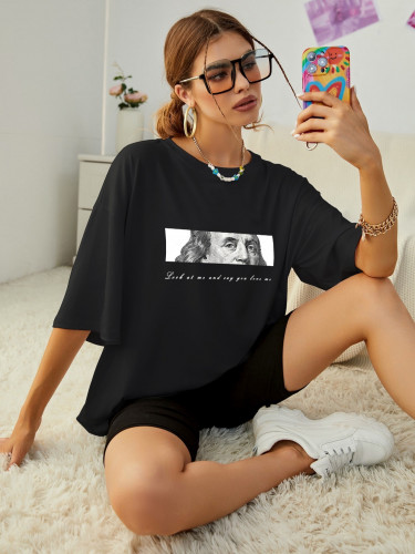 تيشيرت فري سايز بطبعة وجه