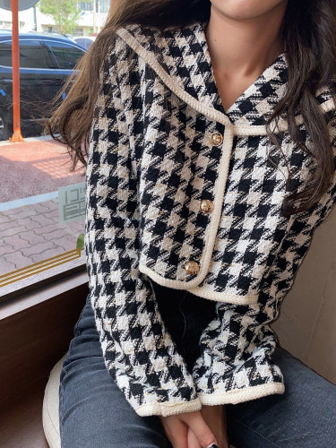 جاكيت طبعات نقش مسنن ياقة البحار