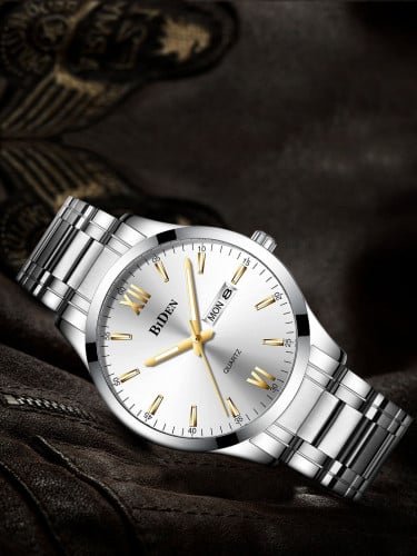 ساعة كوارتز بقرص مؤشر للرجال مستديرة