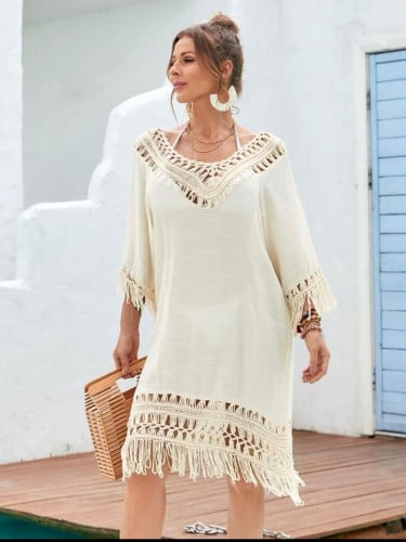 ملابس بحر اطراف مكشكشة شفاف بدون بيكيني مقاس واحد