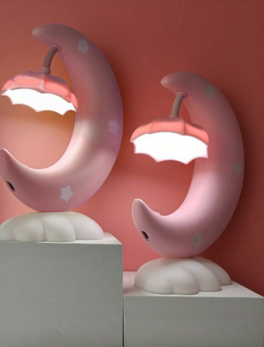 وردي بتصميم قمر طاولة خيالي أكريلونيتريل - بوتادين - ستايرين قمر شكل طاولة مكتب مصباح الى منزل قطعة واحدة