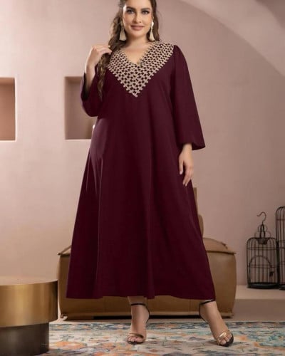 فستان تونك مقاس كبير مطرز