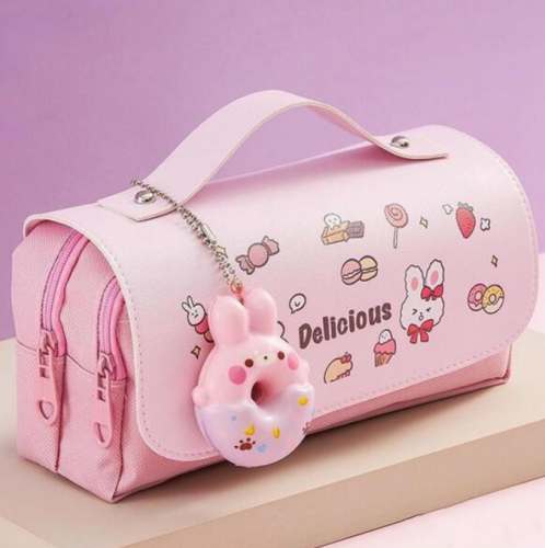 لطيفة مدرسة إبتدائية طالب متعددة الوظائف سعة كبيرة قابل للإزالة كعك تصميم تخفيف الضغط صندوق القرطاسية حافظة أقلام